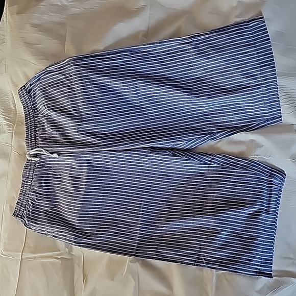 BeachLunchLounge Cropped Linen Striped Pants Size XXL - Picture 3 of 15